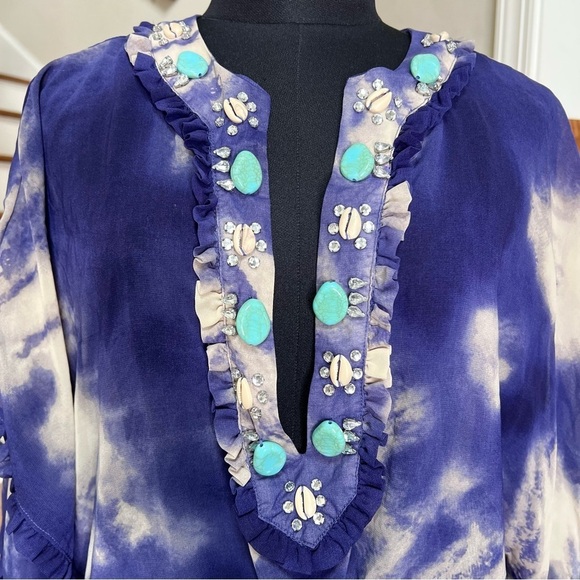 Victoria’s Secret Jeweled Tie Dye Beach Caftan | Bombshell Era Glam - Picture 5 of 10